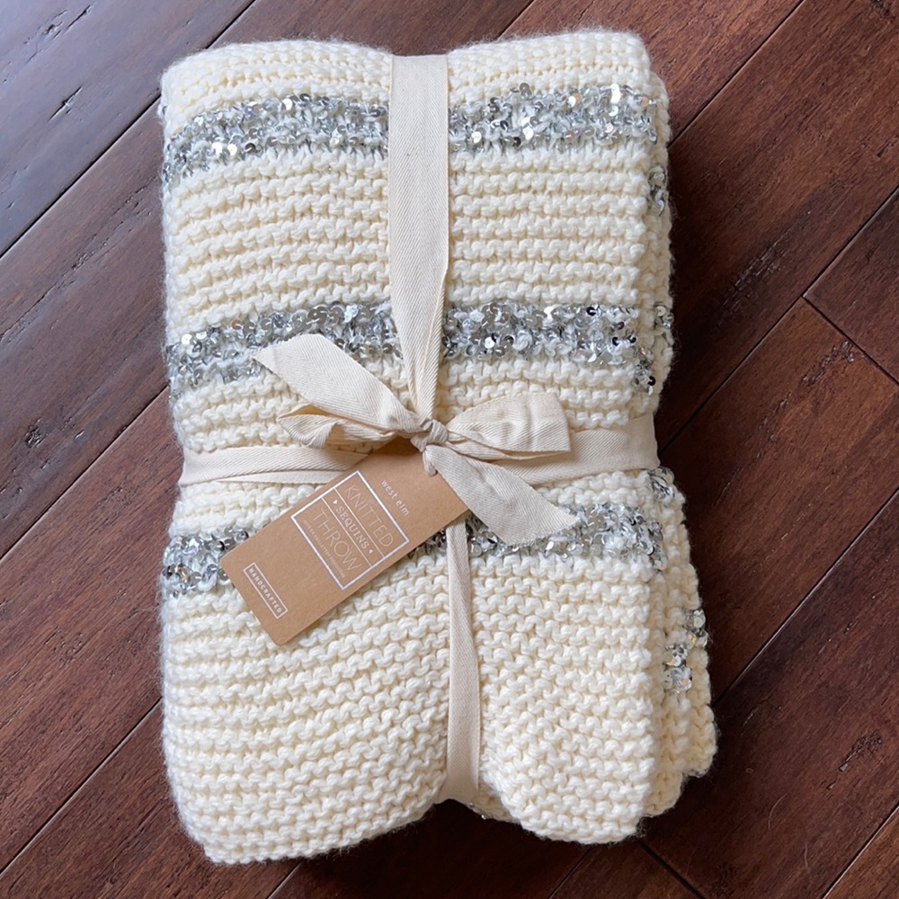 NWT West Elm Knotted Sequin Throw
